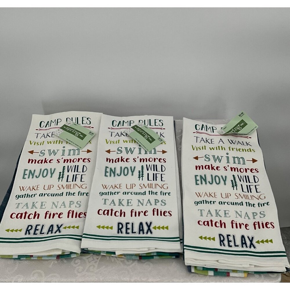 Camp-Themed‎ Kitchen Towels Set Of 6,15" X 25" The Spring Shop Cotton Multicolor
